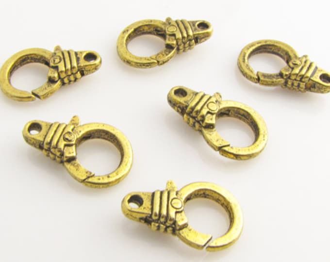 antique golden lobster claws large 6 clasps
