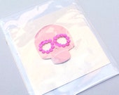 Pink Sugar Skull Card Valentines Day Greetings Card Blank Inside handmade Recycled