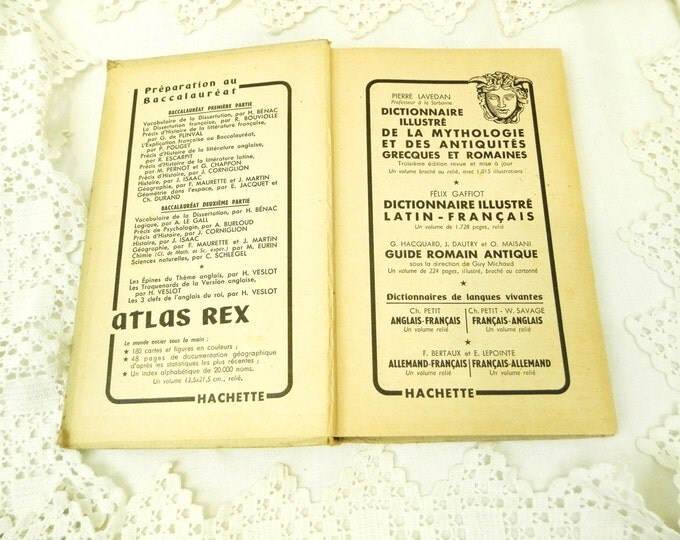 Vintage French School Text Book, French Literature of the 16th Century / French Decor / Vintage Decor / Shabby Chic Decor / Education