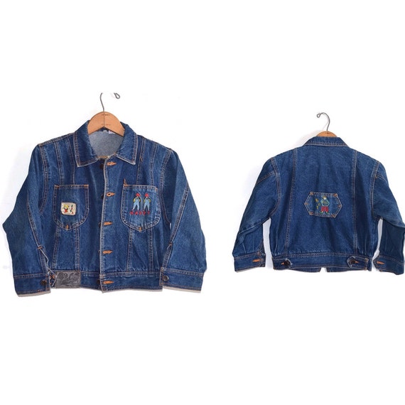 Vintage 1990s Denim Jacket Boys Medium Denim Coat Retro Kids