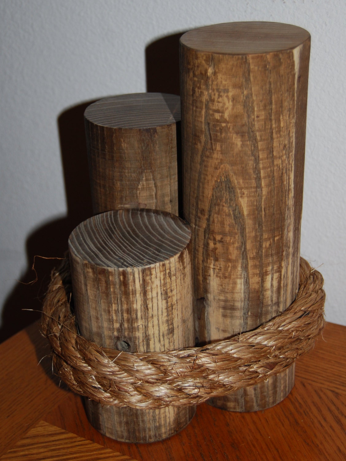 Solid Wood Pilings with Real Hemp Rope by comforttree on Etsy