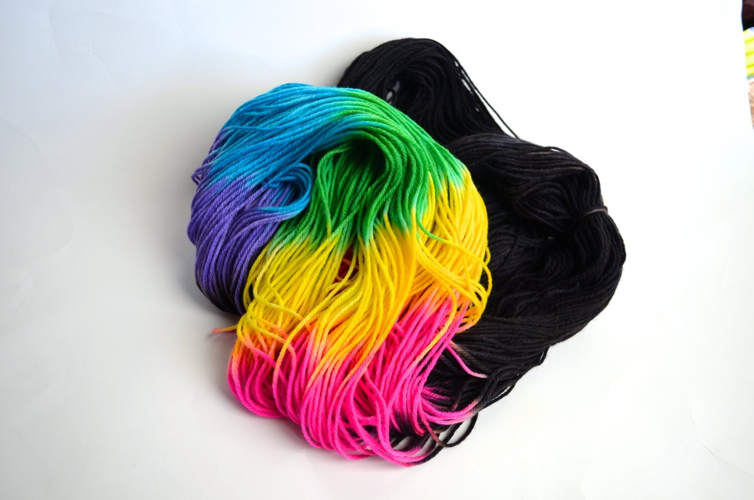 Glow Worm Rainbow Stripe Sock Yarn by SheepyFibresEtc on Etsy