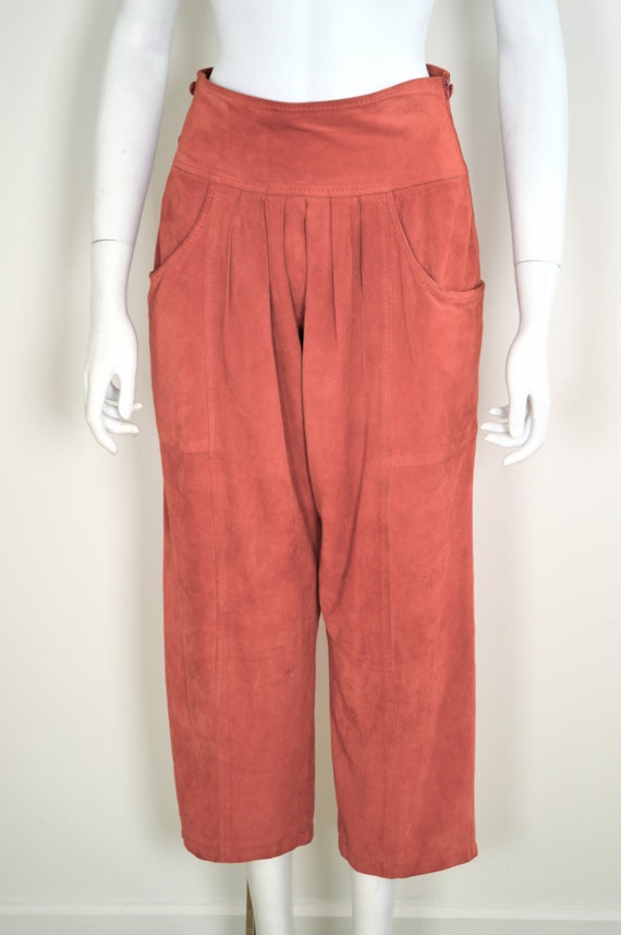 Suede Pants: Gauchos 1980s 80s Suede Capri Pants by MyrtleBedford