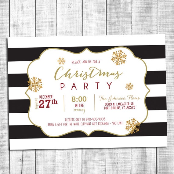 striped black and white party invitations