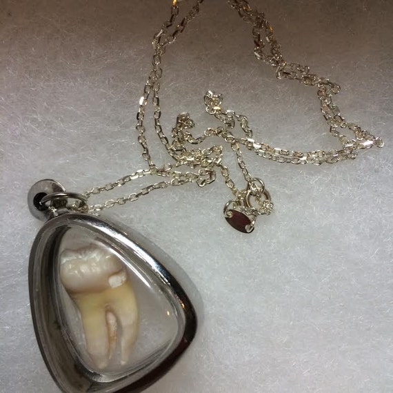 Creepy REAL human tooth necklace by PsychicCircle on Etsy