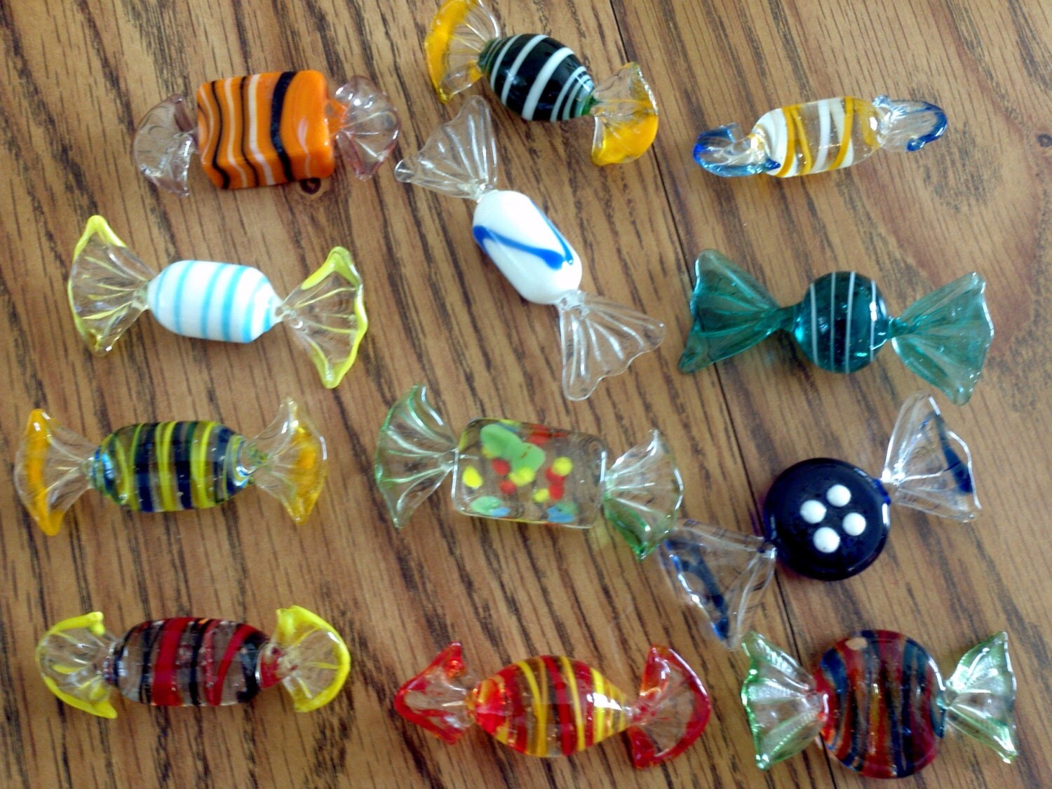 lot of 12 Glass Candy Decorations Hand blown by KikisCollections