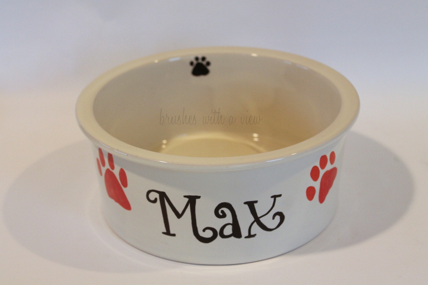 Dog Bowl Ceramic Dog Dish Personalized Dog by Brusheswithaview