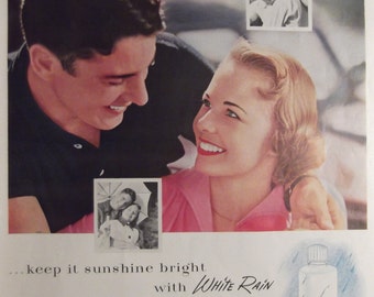 WHITE RAIN SHAMPOO Original Vintage Magazine Ad Beauty Products Bathroom Decor Ready To Frame Additional Ads Ship Free
