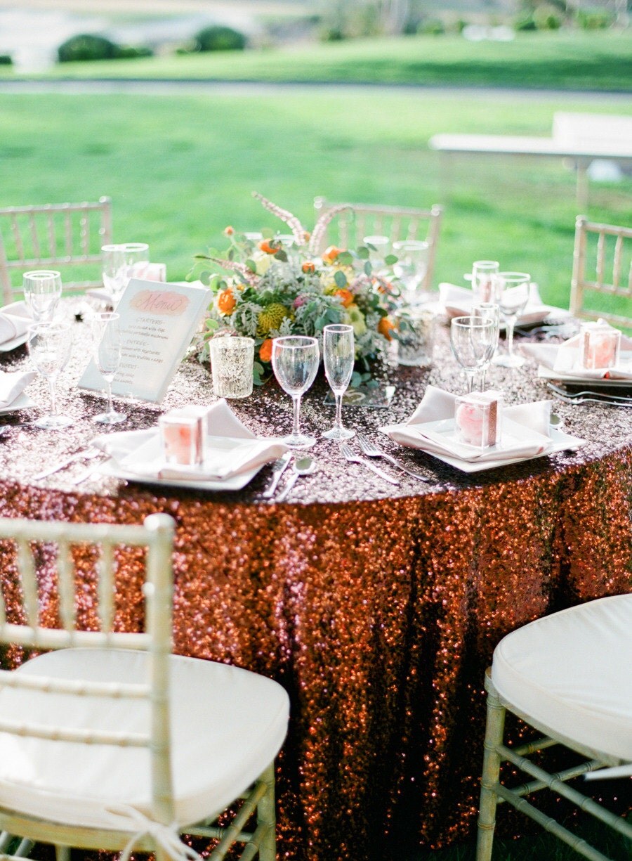 Brown Copper Sequin Tablecloth We can do by CandyCrushEvents
