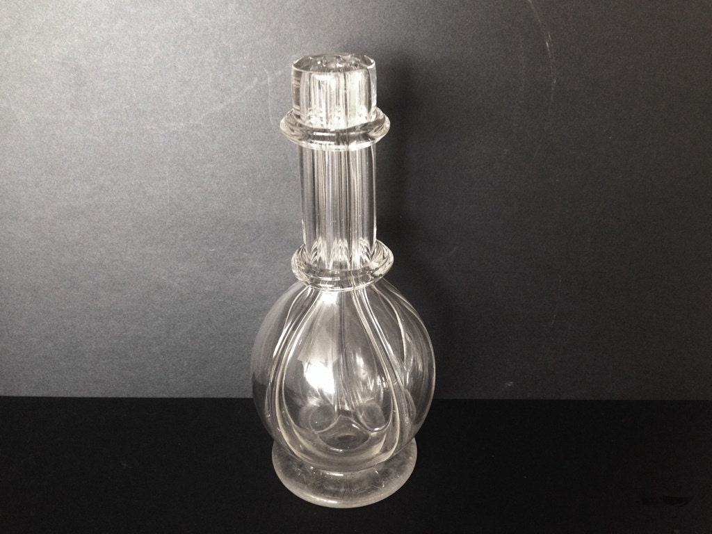 Unique Vintage Four 4 Chamber Glass Liquor Decanter Bottles