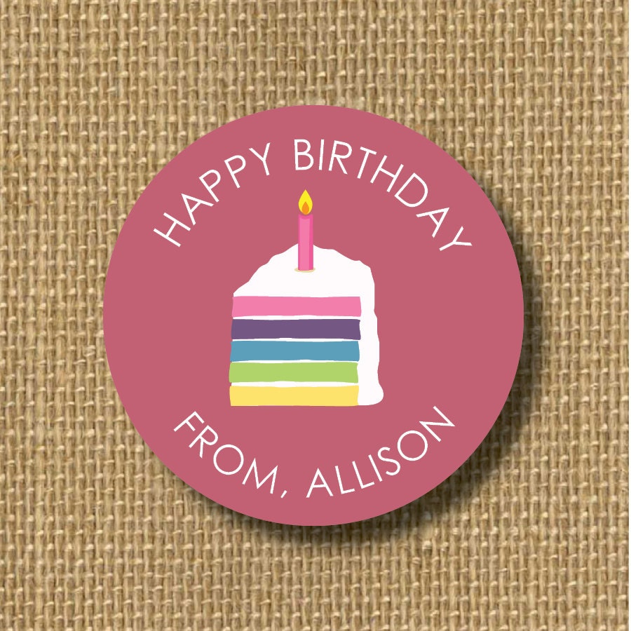 Personalized birthday sticker birthday cake by CastleberryHill
