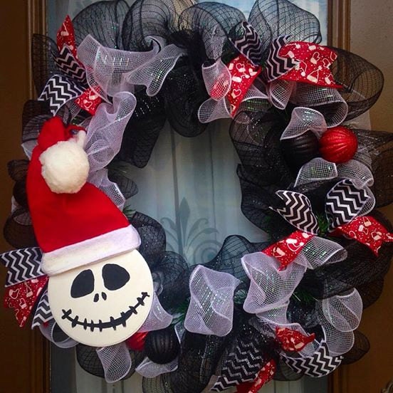 Jack Skellington Sandy Claws - Deco Mesh Wreath - Christmas Wreath - Holiday Wreath - Disney Wreath - Handmade Wreath - Welcome Home Wreath