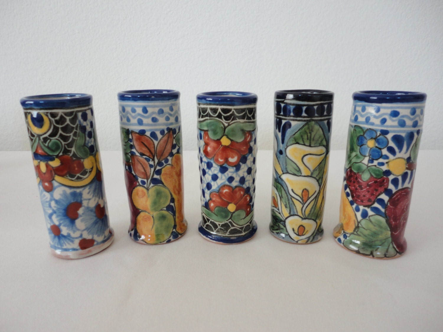 Lead Free Talavera Ceramic Tequila Shot Glasses Set of 5