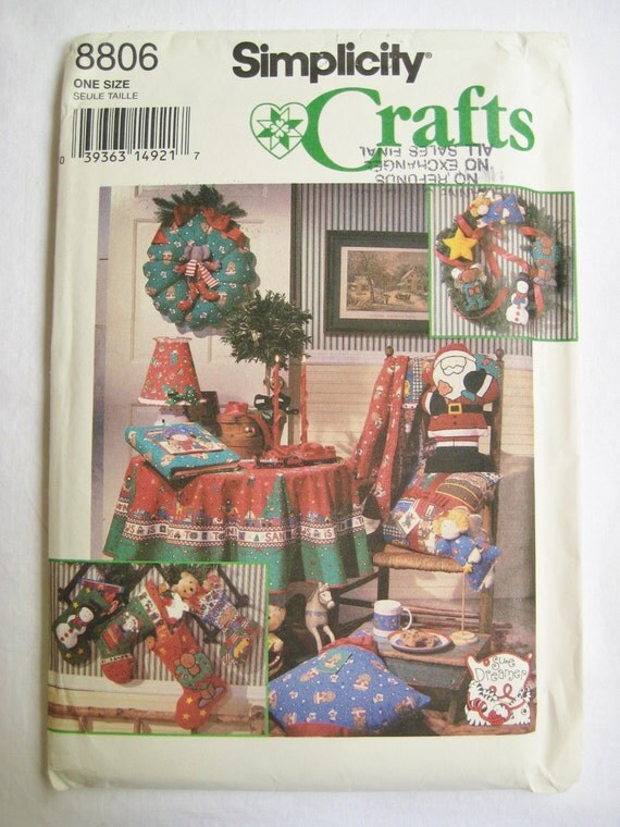 Simplicity Crafts Sewing Pattern 8806 Christmas Decorations