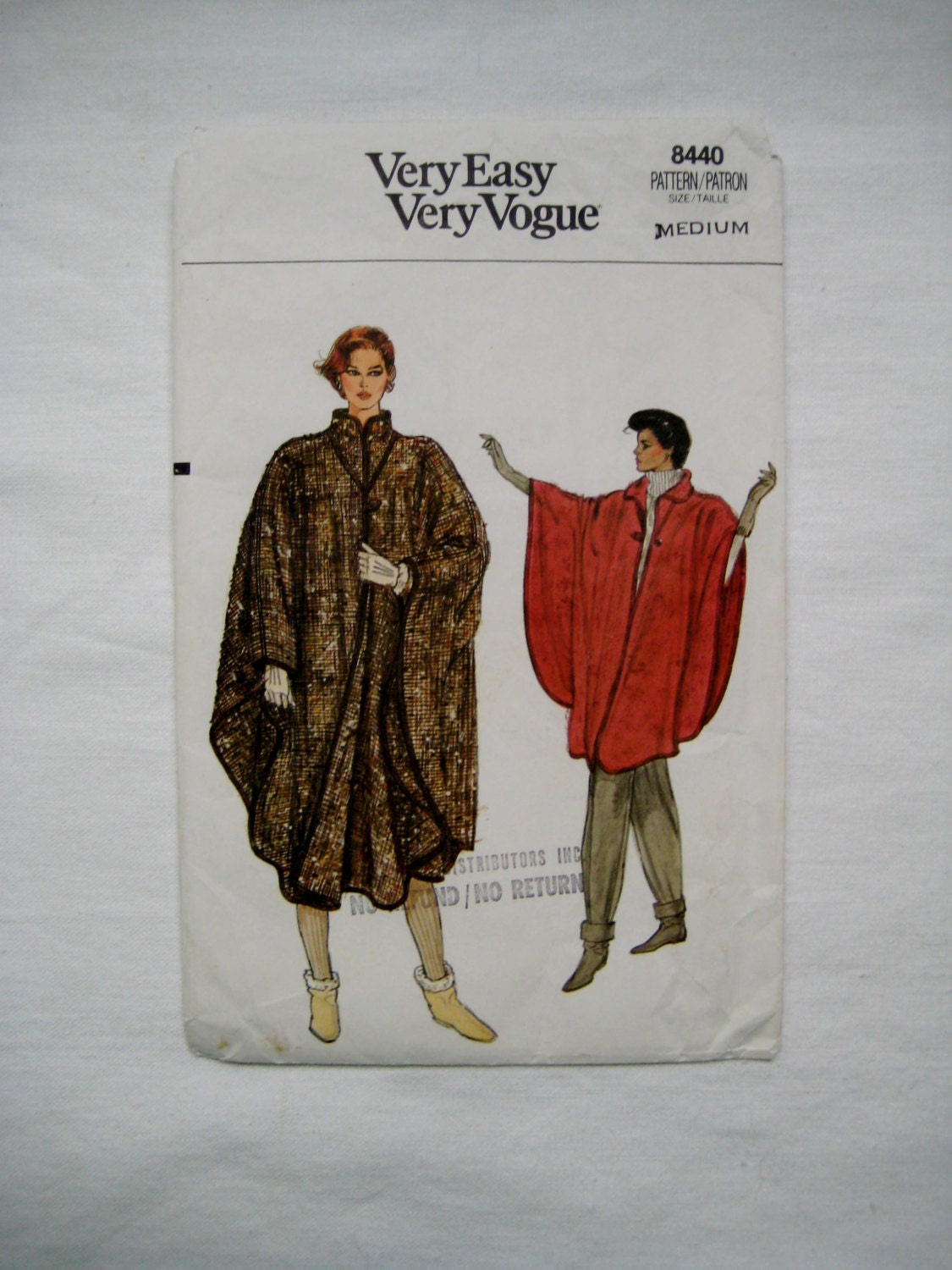 Vintage Vogue 8440 Sewing Pattern Cape Coat Short Long Loose