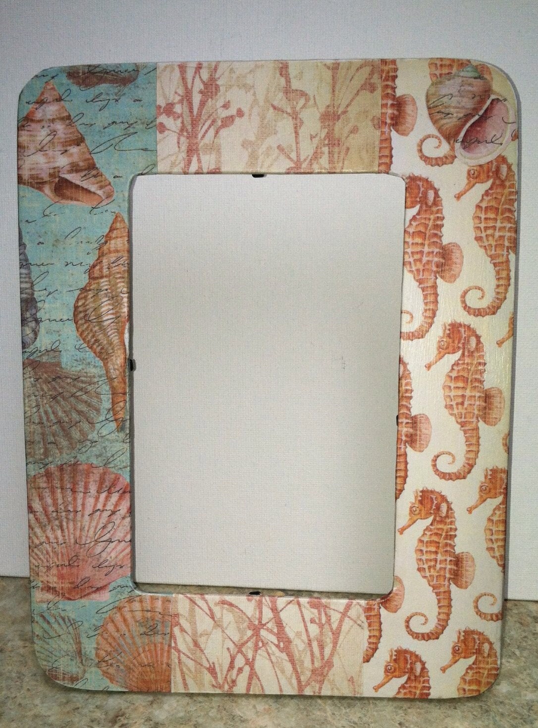 Beach House Decoupage Picture Frame Shells and by WyomingSunset