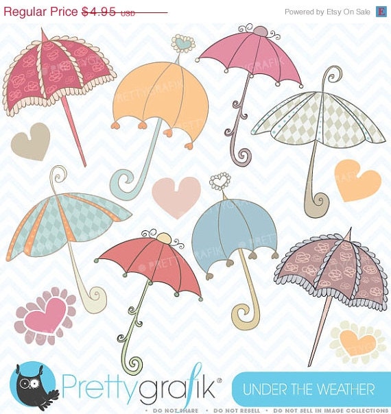 80% OFF SALE Umbrella clipart commercial use, vector graphics, digital clip art, digital images - CL327 Il_570xn