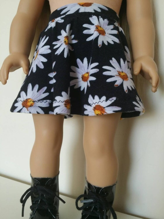Sunflower Skirt -Handmade Knit Skirt for American Girl and other 18 inch dolls in Sunflower print
