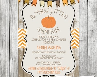 Pumpkin Baby Shower - Fall Baby Shower Party - Fall Baby Shower Invitation - 5x7 JPG