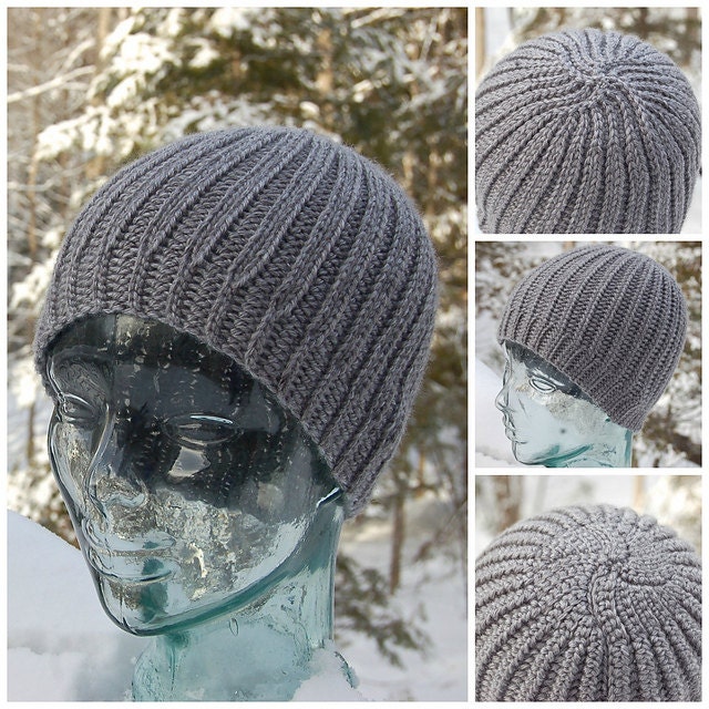 Crochet Pattern Men's Reversible Knit Look Beanie Sizes