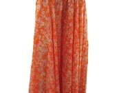 Genie Harem Pants Orange Floral Print Plazzo Pants Women's Fashion Style Full Skirt Pants