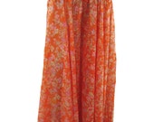 Genie Harem Pants Orange Floral Print Plazzo Pants Women's Fashion Style Full Skirt Pants