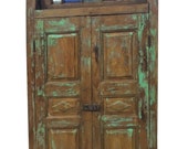 Antique Doors // architectural Rajasthani terrace Doors //  warm teak patina with hints of green // Indian Furniture