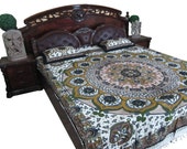 Cotton Bedspreads Queen 3 Pcs Bed CoverIndian Hand Block GALICHA Printed Home Decor