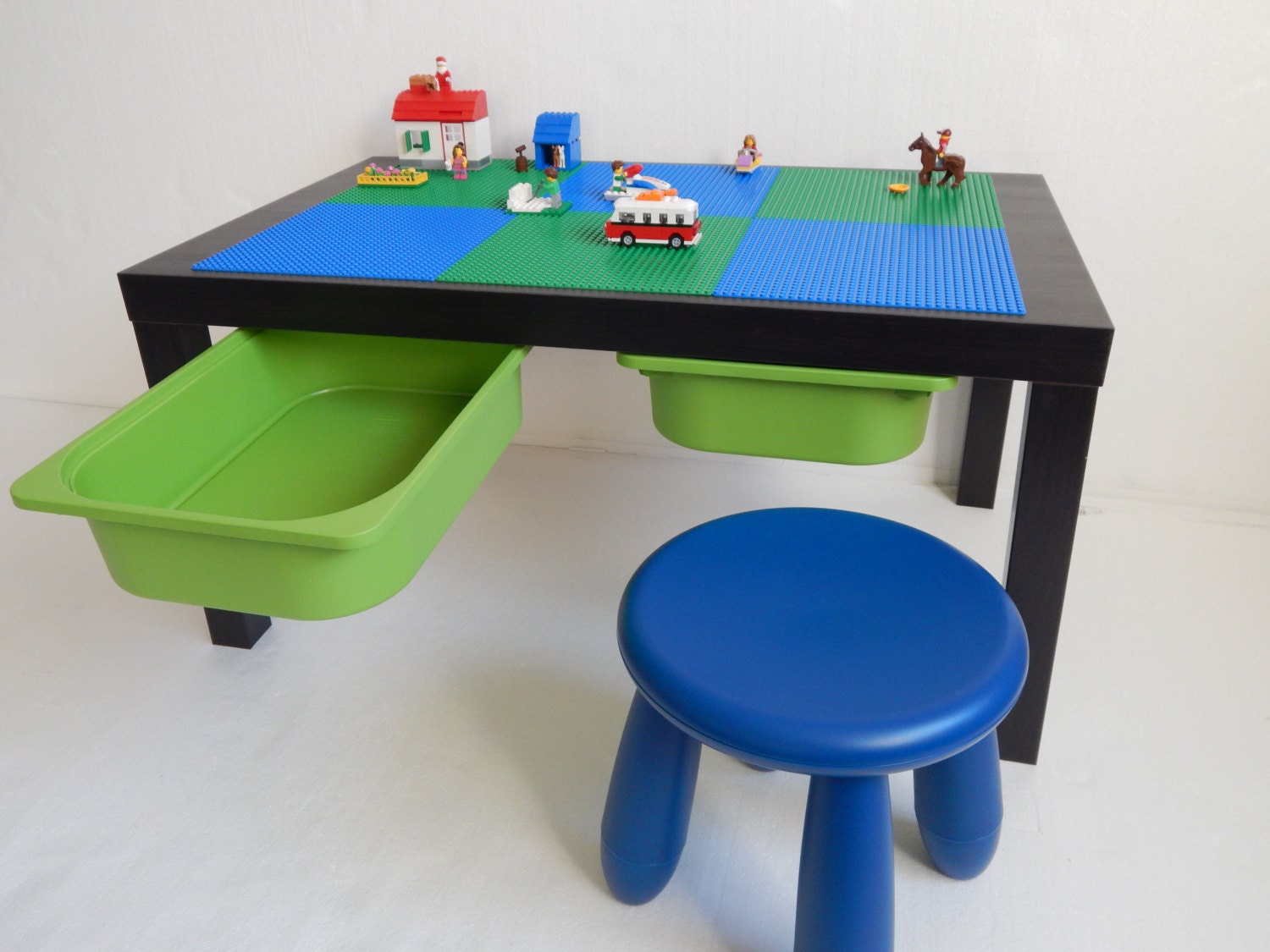 Large Lego® Storage Table 30x20 Green With Blue