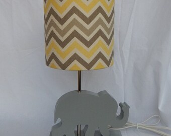 Handmade Small Yellow/Grey/Natural Chevron Drum Lamp Shade