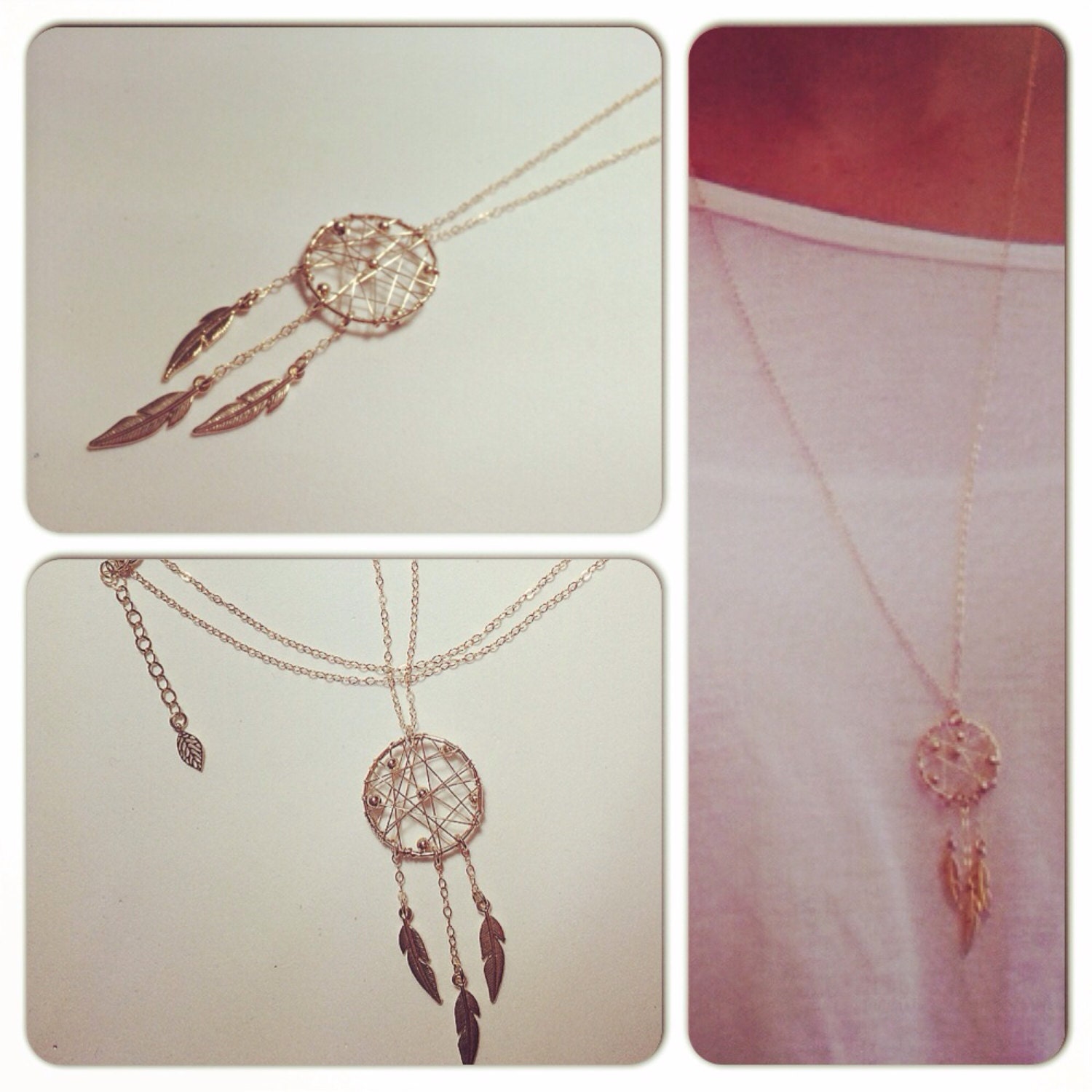 Dream catcher necklace gold filled necklace necklace with