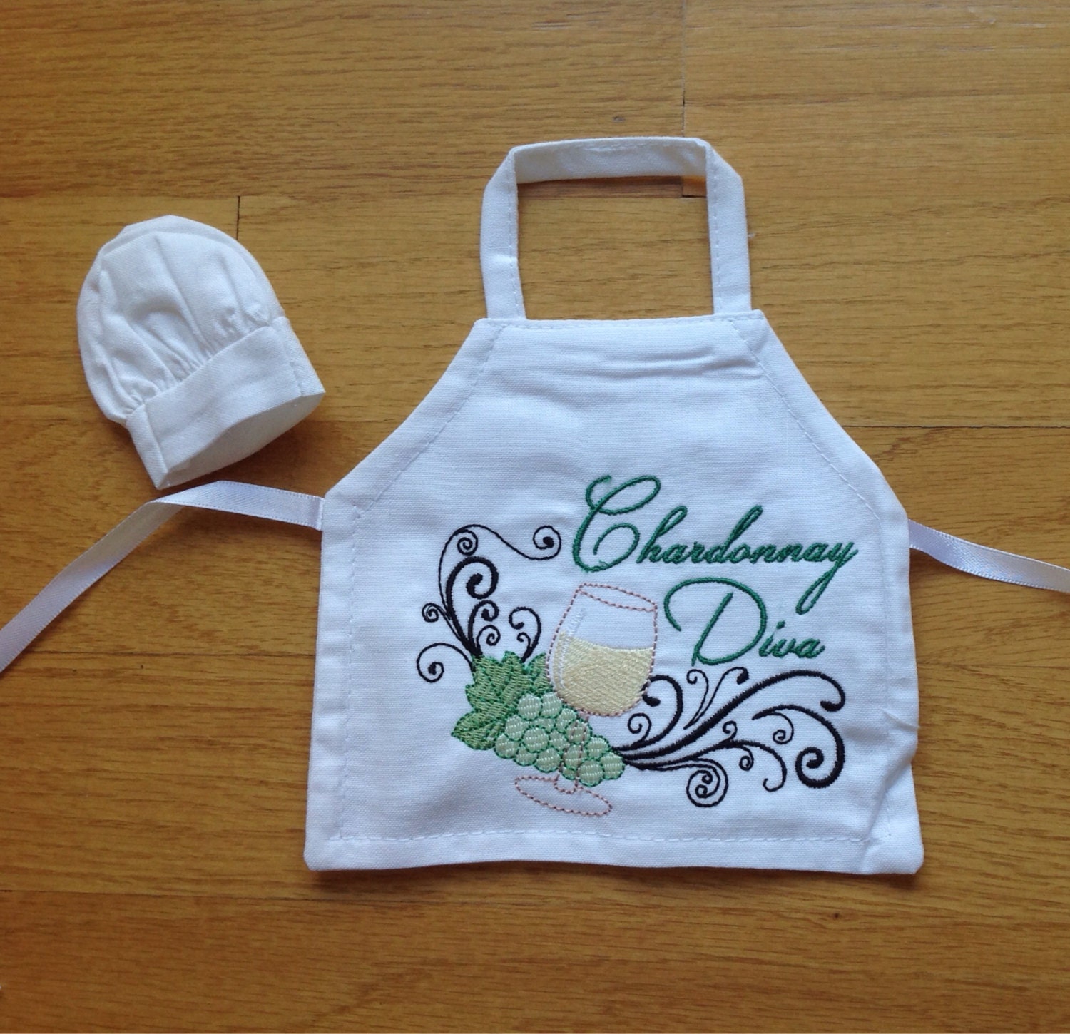 Decorative Chef hat & Apron for Wine or by StitchesByElizabeth