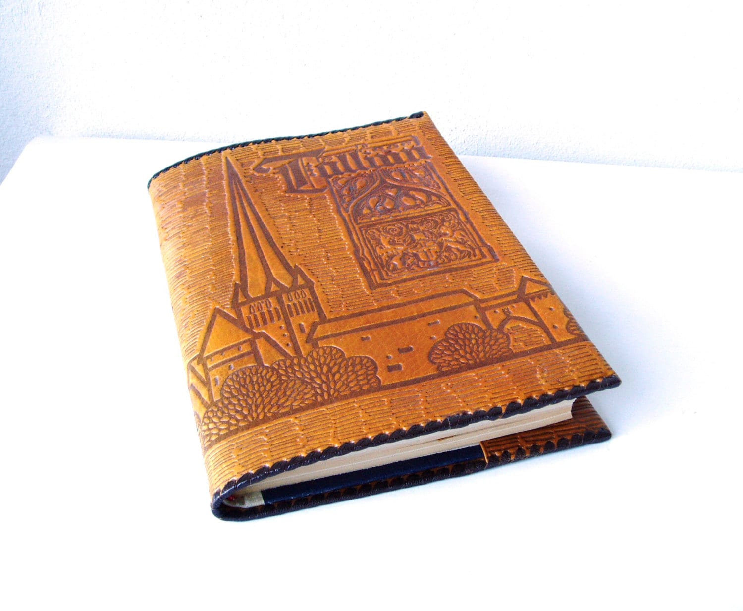 Leather Book Cover Vintage Embossed Unused by MerilinsRetro
