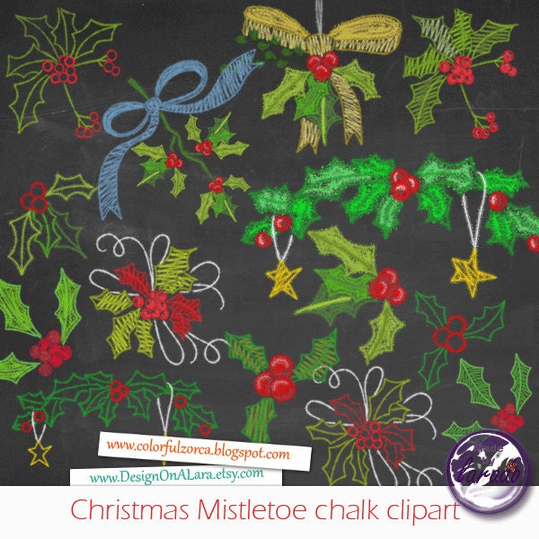 Christmas Mistletoe Chalk clipart Chalk Mistletoe Digital