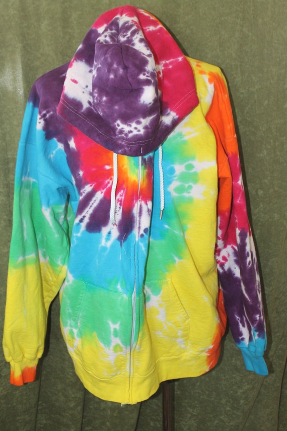 Tie Dye Rainbow Hoodie Xl Zip Up 7179