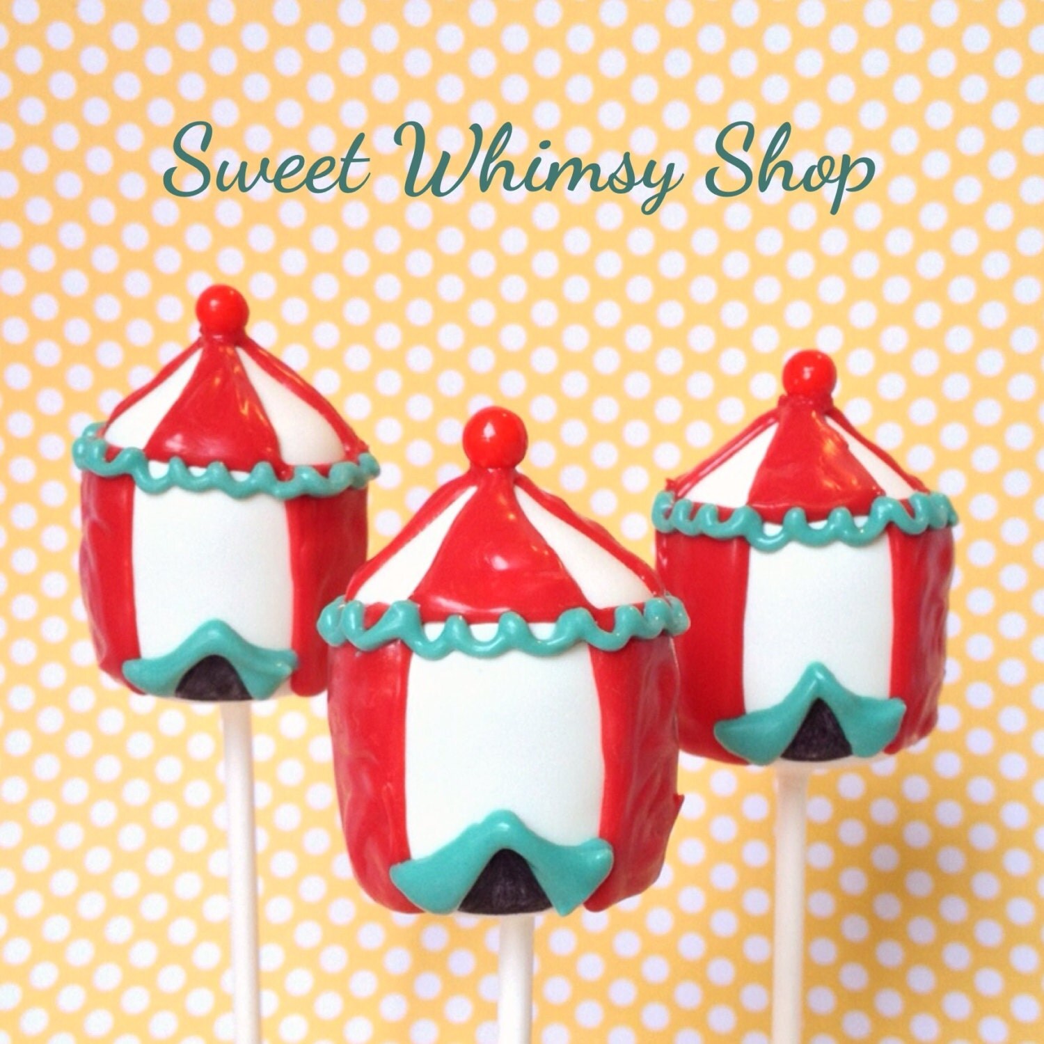 12 Circus Tent Cake Pops for Big Top carnival party favor