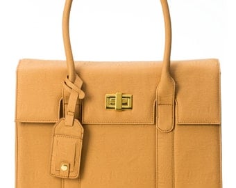 15-inch Womens Laptop Bag - GRACESHIP "London" Tan Briefcase / Computer Bag / Messenger Bag / Laptop Tote