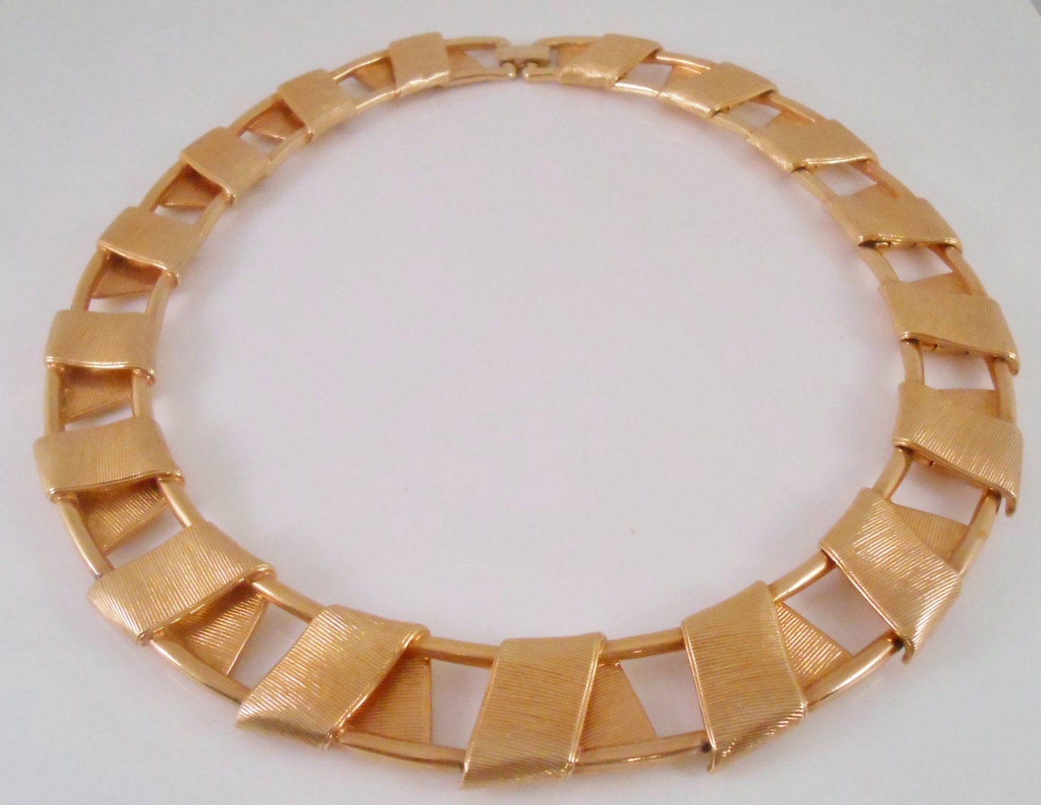 Reserved for Debra Collar Ribbon Necklace Gold Tone Metal
