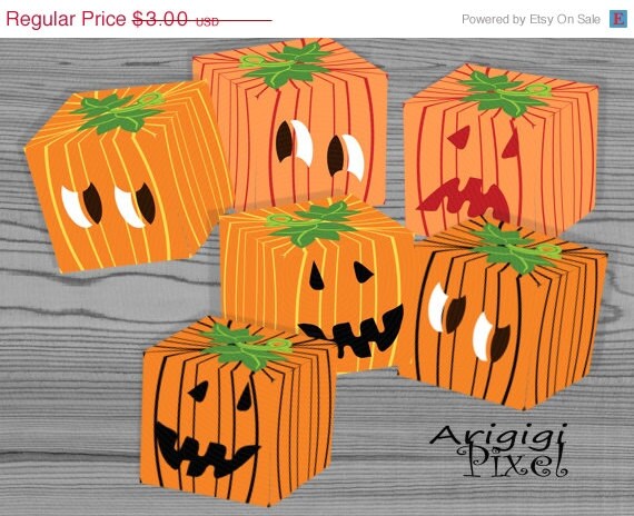 ON SALE 70 % OFF Halloween treat box, pumpkin cube gift box, set of 6 candy box template, printable, Pdf file, Diy gift packaging, instant d Il_570xn