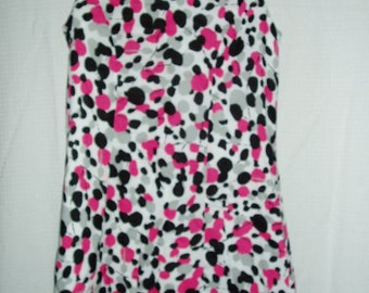 Women's short sleeve dress size 10- made by Cleo- vintage 1990s women's fashion- lined knee length dress- polka dot dress size 10 -dress s10