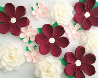 12 Paper Flowers/ Wall Flowers/ Arch Flowers/ Wedding Decoration/ Large Flowers/ Party Decoration/ Baby Shower Decorations/ Nursery Wall