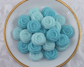 36 Turquoise Open Rose shaped sugar cubes for tea party, shower, tea, party favor, wedding, bridal, hostess gift