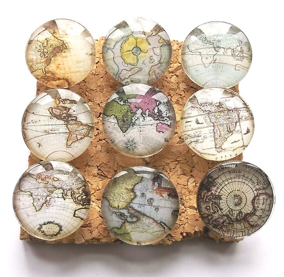 Map Push Pins Glass Push Pins Decorative Push by GiftsNThisNThat