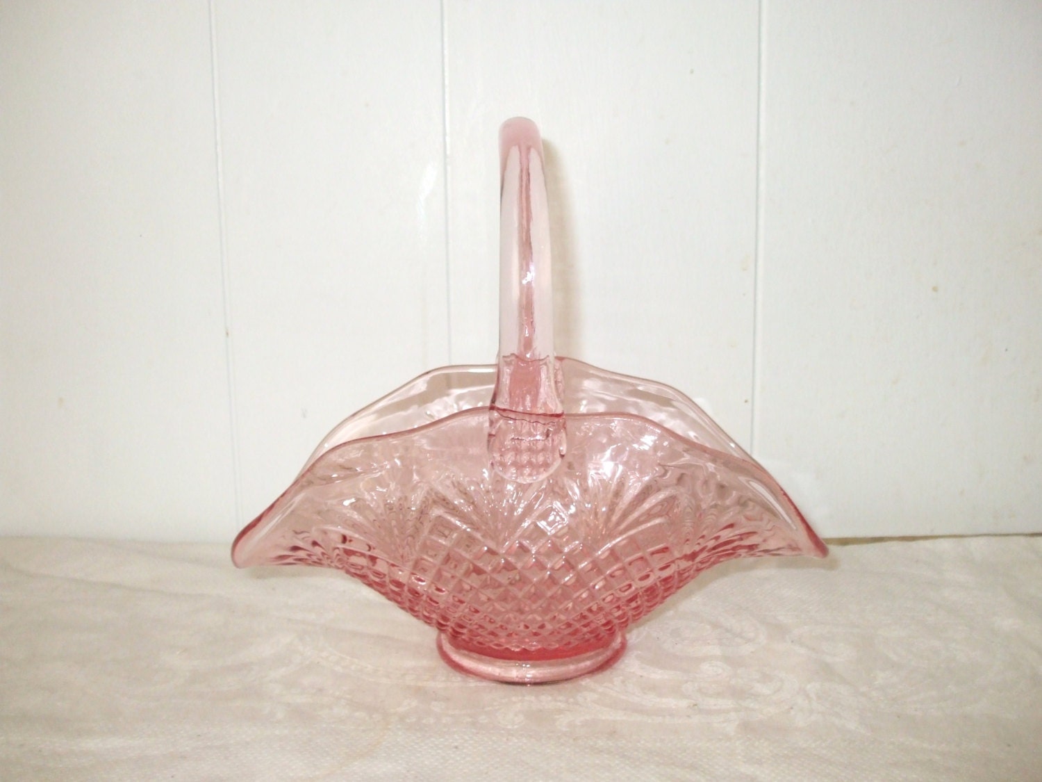 Pink Depression Glass Basket Le Smith By Bluevinylvintage 4347