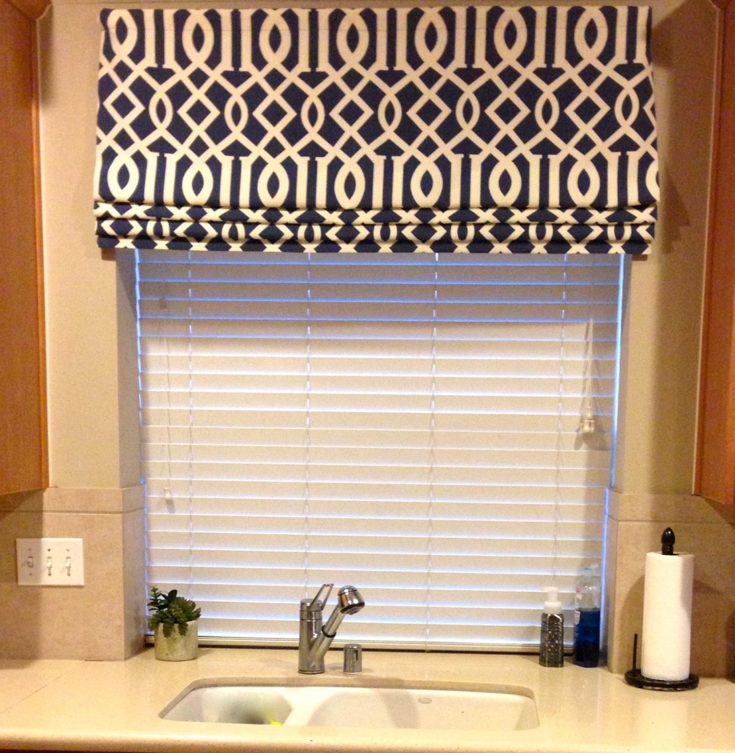 Faux fake flat roman shades valance. Perfect solution