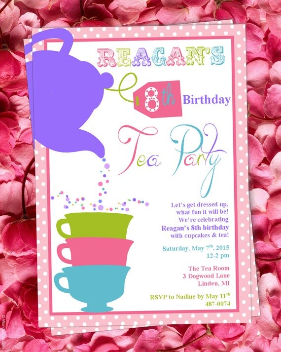 Tea Party Invitation DIY Customized Birthday Party Baby Shower Bridal Shower Il_570xn