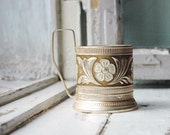 Vintage Glass tea Holder Glass Holder  Russian Tea Holder Podstakannik rustic style