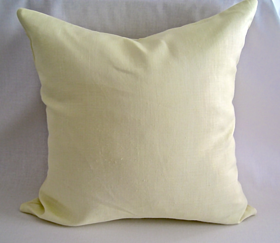 20x20 Linen Pillow Cover. Pale yellow Pillow by CidaliaDesigns