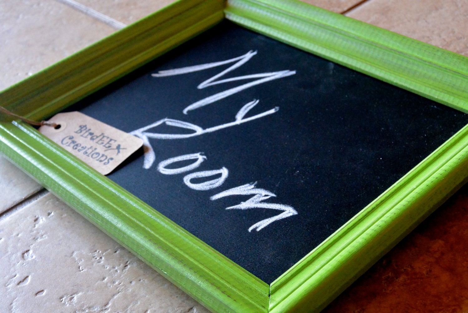 Handpainted Lime Green Framed Chalkboard