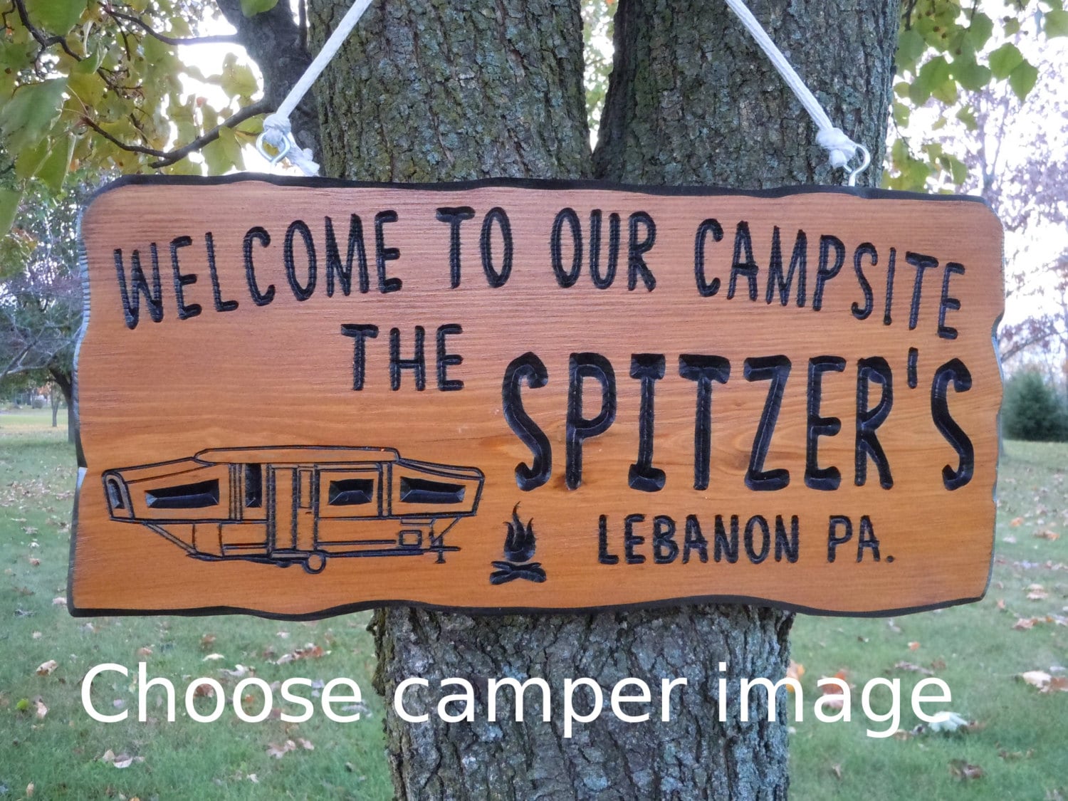 Family Camper Sign Personalized Carved Wooden Last by TKWoodcrafts